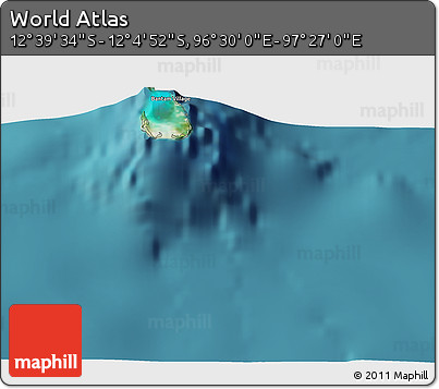 Satellite 3D Map of the Area around 12° 22' 13" S, 96° 58' 29" E