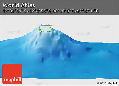 Physical Panoramic Map of the Area around 12° 22' 13" S, 96° 58' 29" E