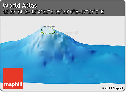 Physical Panoramic Map of the Area around 12° 22' 13" S, 96° 58' 29" E