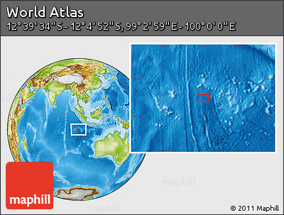 Physical Location Map of the Area around 12° 22' 13" S, 99° 31' 30" E