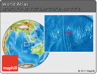 Physical Location Map of the Area around 12° 22' 13" S, 99° 31' 30" E