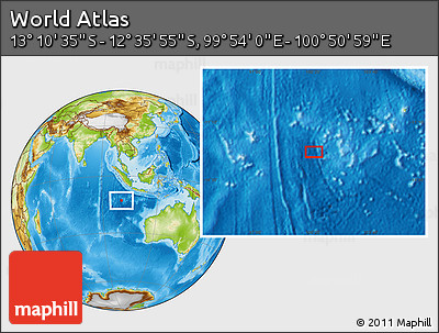 Physical Location Map of the Area around 12° 53' 15" S, 100° 22' 30" E