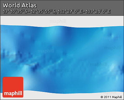 Physical 3D Map of the Area around 12° 53' 15" S, 102° 55' 30" E