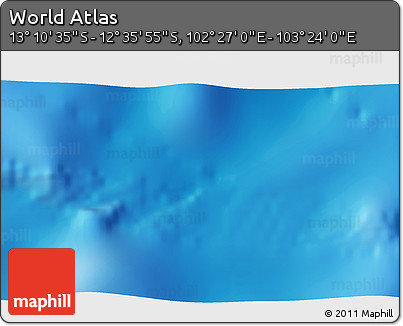 Physical 3D Map of the Area around 12° 53' 15" S, 102° 55' 30" E
