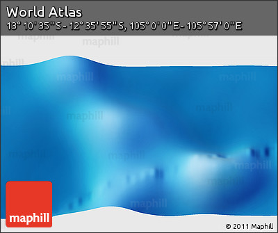 Physical 3D Map of the Area around 12° 53' 15" S, 105° 28' 29" E