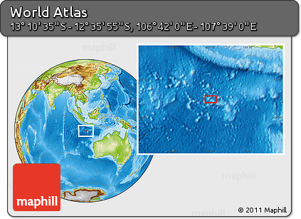 Physical Location Map of the Area around 12° 53' 15" S, 107° 10' 30" E