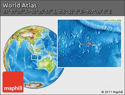 Physical Location Map of the Area around 12° 53' 15" S, 107° 10' 30" E