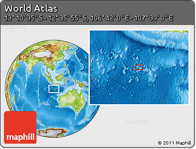 Physical Location Map of the Area around 12° 53' 15" S, 107° 10' 30" E