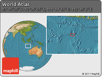 Satellite Location Map of the Area around 12° 53' 15" S, 112° 16' 30" E