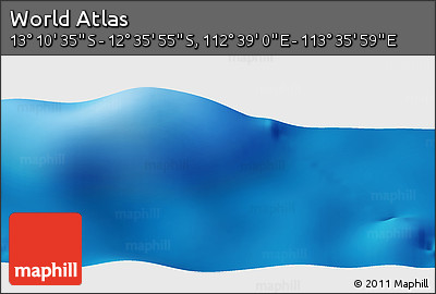 Physical Panoramic Map of the Area around 12° 53' 15" S, 113° 7' 30" E