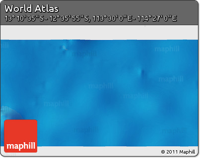 Physical 3D Map of the Area around 12° 53' 15" S, 113° 58' 29" E