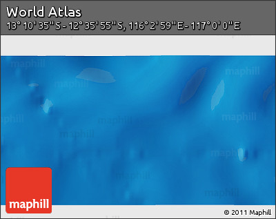 Physical 3D Map of the Area around 12° 53' 15" S, 116° 31' 30" E