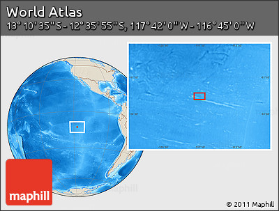 Shaded Relief Location Map of the Area around 12° 53' 15" S, 117° 13' 29" W