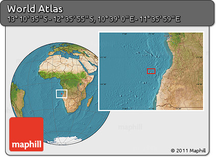 Satellite Location Map of the Area around 12° 53' 15" S, 11° 7' 30" E