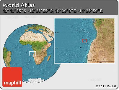 Satellite Location Map of the Area around 12° 53' 15" S, 11° 7' 30" E