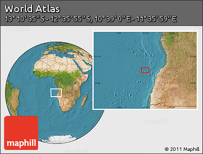 Satellite Location Map of the Area around 12° 53' 15" S, 11° 7' 30" E