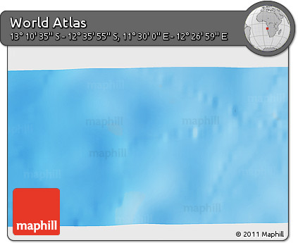 Physical 3D Map of the Area around 12° 53' 15" S, 11° 58' 29" E