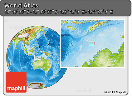 Physical Location Map of the Area around 12° 53' 15" S, 124° 10' 30" E