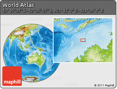 Physical Location Map of the Area around 12° 53' 15" S, 124° 10' 30" E