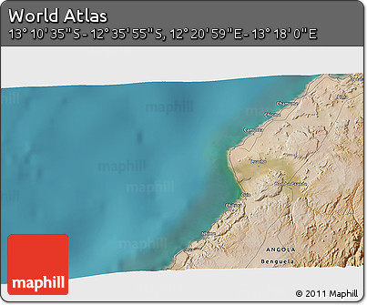 Satellite 3D Map of the Area around 12° 53' 15" S, 12° 49' 29" E