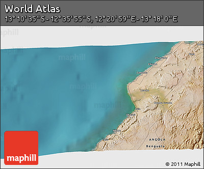 Satellite 3D Map of the Area around 12° 53' 15" S, 12° 49' 29" E