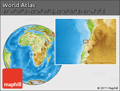 Physical Location Map of the Area around 12° 53' 15" S, 12° 49' 29" E