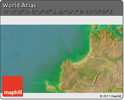 Satellite 3D Map of the Area around 12° 53' 15" S, 130° 7' 30" E