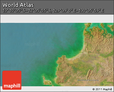 Satellite 3D Map of the Area around 12° 53' 15" S, 130° 7' 30" E