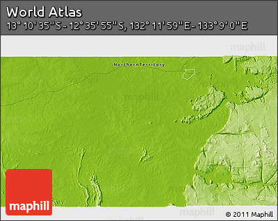 Physical 3D Map of the Area around 12° 53' 15" S, 132° 40' 30" E