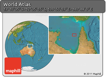 Satellite Location Map of the Area around 12° 53' 15" S, 140° 19' 29" E