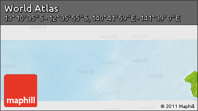 Physical Panoramic Map of the Area around 12° 53' 15" S, 141° 10' 30" E