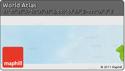 Physical Panoramic Map of the Area around 12° 53' 15" S, 141° 10' 30" E