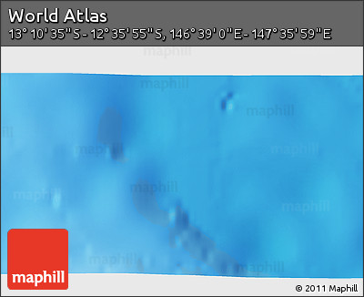 Physical 3D Map of the Area around 12° 53' 15" S, 147° 7' 30" E