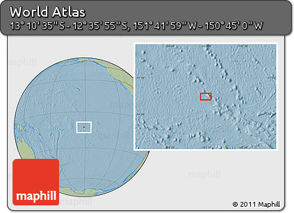 Savanna Style Location Map of the Area around 12° 53' 15" S, 151° 13' 29" W, hill shading