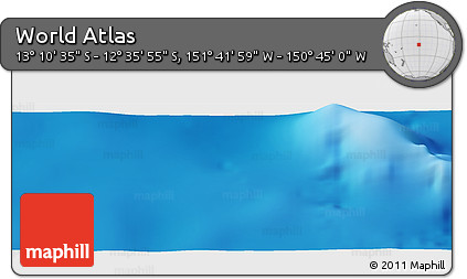 Shaded Relief Panoramic Map of the Area around 12° 53' 15" S, 151° 13' 29" W