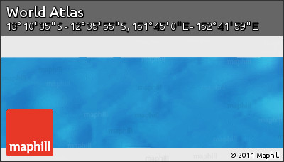 Physical Panoramic Map of the Area around 12° 53' 15" S, 152° 13' 29" E
