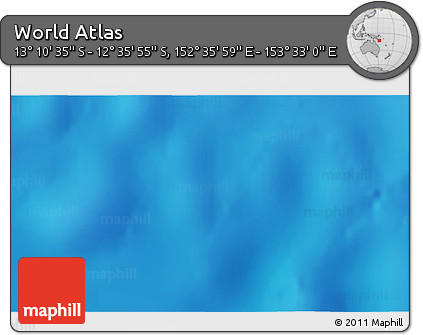 Physical 3D Map of the Area around 12° 53' 15" S, 153° 4' 29" E