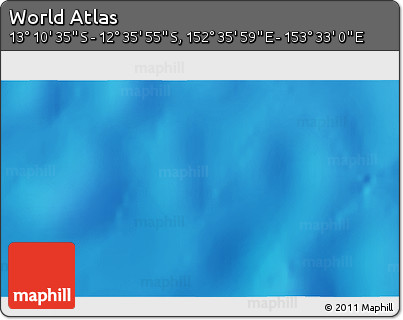 Physical 3D Map of the Area around 12° 53' 15" S, 153° 4' 29" E