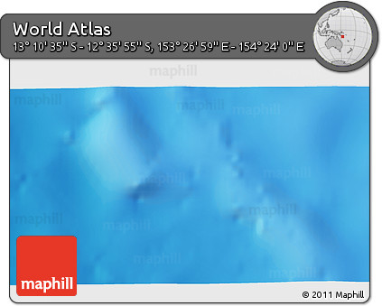 Physical 3D Map of the Area around 12° 53' 15" S, 153° 55' 30" E