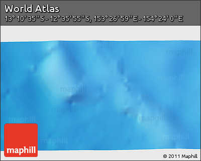 Physical 3D Map of the Area around 12° 53' 15" S, 153° 55' 30" E