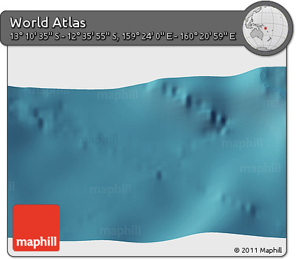 Satellite 3D Map of the Area around 12° 53' 15" S, 159° 52' 30" E