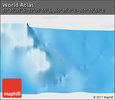 Physical 3D Map of the Area around 12° 53' 15" S, 160° 43' 29" E