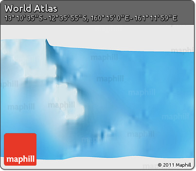 Physical 3D Map of the Area around 12° 53' 15" S, 160° 43' 29" E