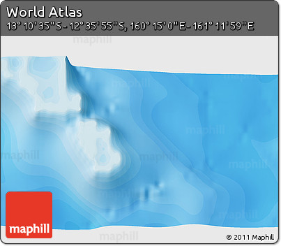 Political 3D Map of the Area around 12° 53' 15" S, 160° 43' 29" E