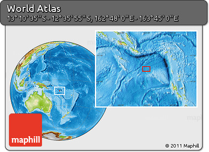 Physical Location Map of the Area around 12° 53' 15" S, 163° 16' 30" E