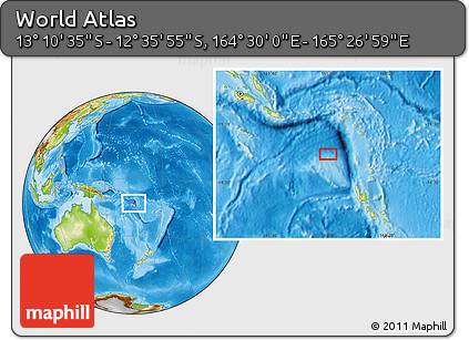 Physical Location Map of the Area around 12° 53' 15" S, 164° 58' 29" E