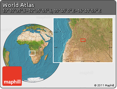 Satellite Location Map of the Area around 12° 53' 15" S, 16° 13' 30" E