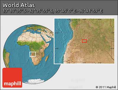 Satellite Location Map of the Area around 12° 53' 15" S, 16° 13' 30" E