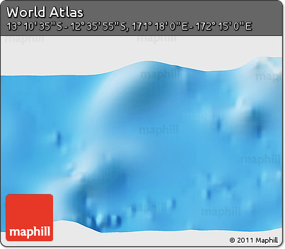 Physical 3D Map of the Area around 12° 53' 15" S, 171° 46' 30" E