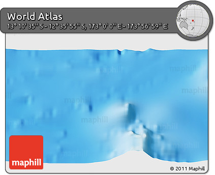 Physical 3D Map of the Area around 12° 53' 15" S, 173° 28' 29" E